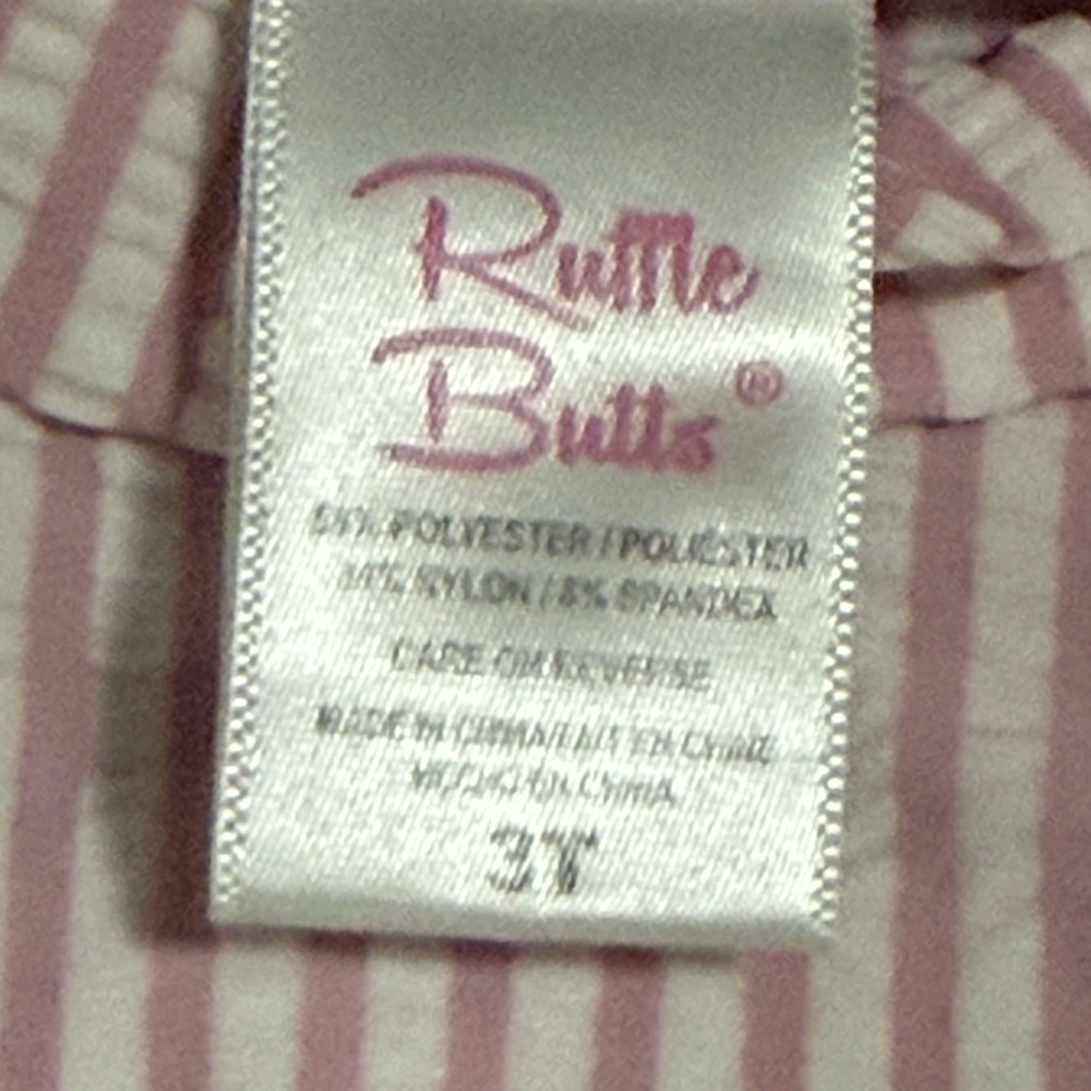 Ruffle Butts Pink Striped Rashguard Set - Picture 2 of 4